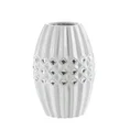 Wazon ceramiczny GABI o geometrycznej formie zdobiony kryształami biały - 19 x 13 x 29 cm - biały 1