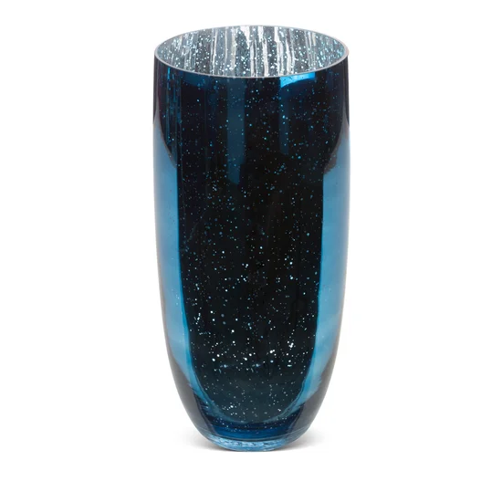 Wazon MOLLY ze szkła artystycznego niebieski - ∅ 16 x 38 cm - ciemnoniebieski