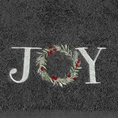 Ręcznik świąteczny SANTA 18 bawełniany z haftem z napisem JOY - 50 x 90 cm - stalowy 2