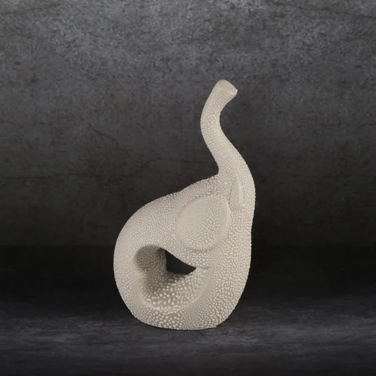 Słoń - figurka ceramiczna RISO z efektem rosy - 11 x 6 x 18 cm - kremowy
