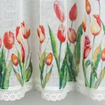 Zazdrostka z etaminy zdobiona nadrukiem czerwonych tulipanów i koronką - 150 x 60 cm - biały 3