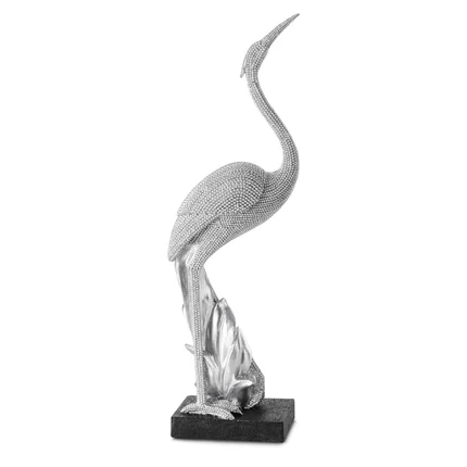 Czapla - figurka dekoracyjna ELDO o drobnym strukturalnym wzorze, srebrna Czapla - figurka dekoracyjna ELDO o drobnym strukturalnym wzorze, srebrna - 11 x 6 x 34 cm