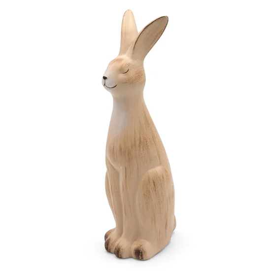 Figurka ceramiczna ZAJĄCZEK wielkanocny w stylu eko - 12 x 10 x 33 cm - beżowy