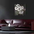 Obraz ROSES ręcznie malowany na płótnie z dzikimi różami podkreślony lśniącymi kryształkami - 80 x 80 cm - czarny 3