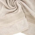 EUROFIRANY PREMIUM Ręcznik MIRO w kolorze beżowym, z włókien bambusowych z żakardową bordiurą zdobioną lśniącymi paskami - 70 x 140 cm - beżowy 5