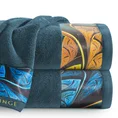 EVA MINGE Ręcznik AMBER z puszystej bawełny z bordiurą zdobioną designerskim nadrukiem - 50 x 90 cm - turkusowy 1