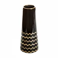 Wazon ceramiczny zdobiony geometrycznym wzorem, czarno-złoty - ∅ 12 x 30 cm - czarny 2