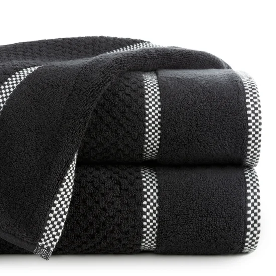 EUROFIRANY PREMIUM Ręcznik CALEB z bawełny frotte o strukturze drobnej krateczki - 50 x 90 cm - czarny