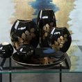 Wazon ceramiczny z nadrukiem ażurowej złotej gałązki - 14 x 7 x 16 cm - czarny 5