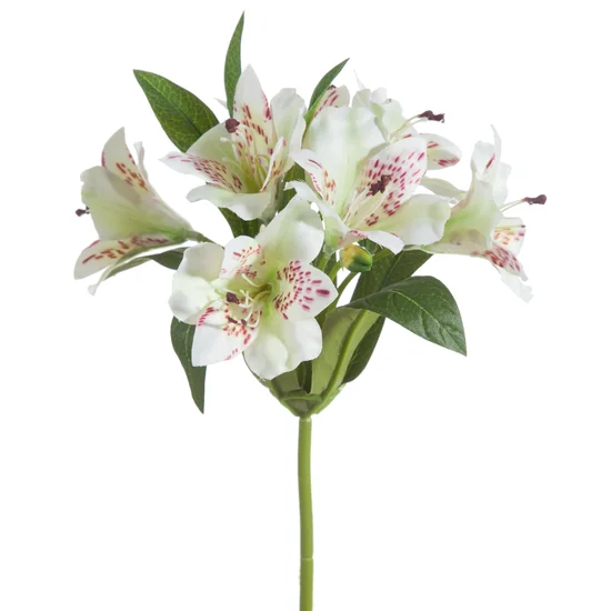 RODODENDRON sztuczny kwiat dekoracyjny o płatkach z jedwabistej tkaniny - 48 cm - biały