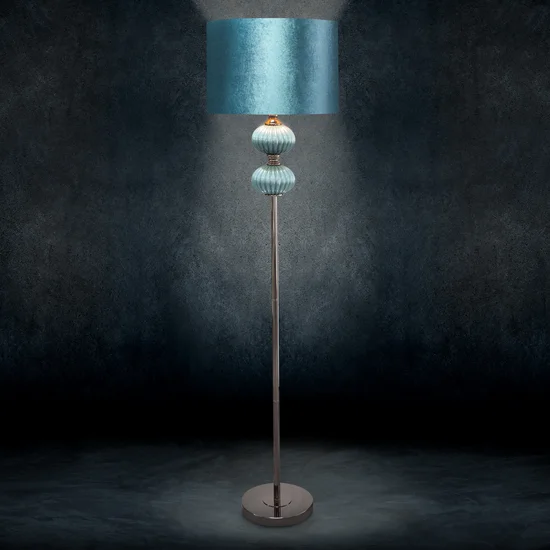 Lampa stojąca DIANA z welwetowym abażurem - ∅ 46 x 174 cm - stalowy