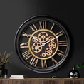 Dekoracyjny zegar ścienny w stylu vintage z ruchomymi kołami zębatymi - 43 x 9 x 43 cm - czarny 8