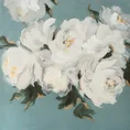 Obraz ROSES 1 ręcznie malowany na płótnie,  białe kwiaty podkreślone refleksami złota - 60 x 60 cm - turkusowy 1