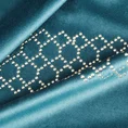 DIVA LINE Zasłona z welwetu zdobiona pasem geometrycznego wzoru z drobnych jasnozłotych dżetów - 140 x 270 cm - ciemnoturkusowy 6