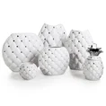 Wazon ceramiczny PRECIOSA  zdobiony pikowaniem i kryształami - 22 x 11 x 27 cm - biały 3
