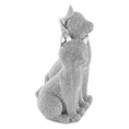 Koty - figurka dekoracyjna ELDO o drobnym strukturalnym wzorze, srebrna - 13 x 11 x 21 cm - srebrny 2