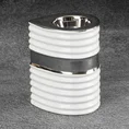 Świecznik ceramiczny ZELDA o prążkowanej fakturze, nowoczesny - 9 x 6 x 11 cm - biały 1