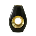 Wazon ceramiczny MIRA z otworem czarno-złoty - 17 x 8 x 25 cm - czarny 3