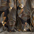 Zasłona LARISA z miękkiego welwetu z cyfrowym nadrukiem liści z efektem 3D - 140 x 270 cm - czarny 3