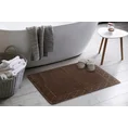 Dywanik łazienkowy MARTHA z bawełny, dobrze chłonący wodę z geometrycznym wzorem wykończony błyszczącą nicią - 50 x 70 cm - brązowy 1