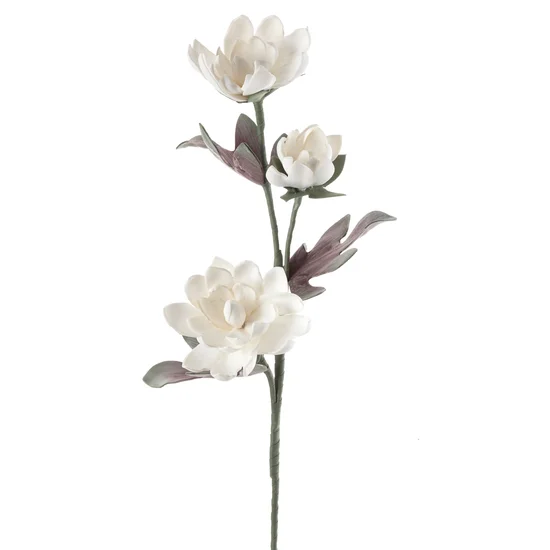 Kwiat dekoracyjny na gałązce z plastycznej pianki foamiran - 102 cm - biały