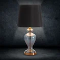 Lampa stołowa EMILIO na podstawie z przezroczystego szkła z abażurem z welwetowej tkaniny - 21 x 21 x 48 cm - czarny 2