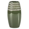 Wazon ceramiczny GLOW dekorowany drobnymi kryształkami - 19 x 12 x 35 cm - oliwkowy 2