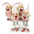 Figurka świąteczna DOLL elf w zimowym stroju z miękkich tkanin - 14 x 13 x 51 cm - różowy 2