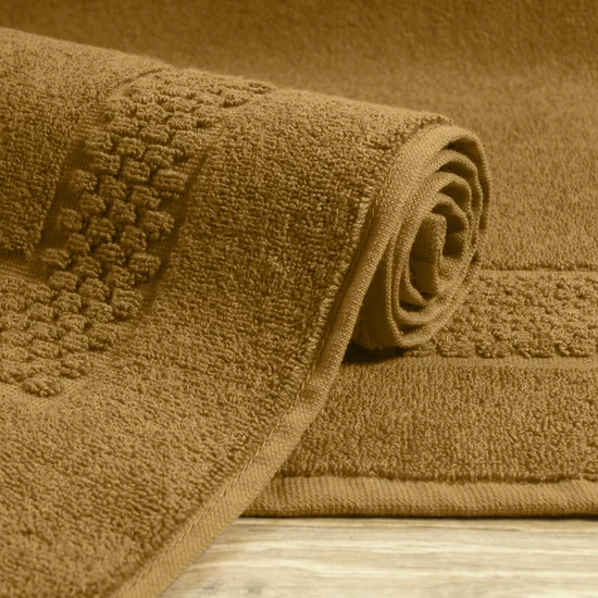 Dywanik łazienkowy CALEB z bawełny frotte, dobrze chłonący wodę - 60 x 90 cm - miodowy