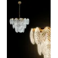 Lampa  DAGI ze szklanymi zawieszkami  w formie liści z przezroczystego szkła - ∅ 57 x 56 cm - złoty 2
