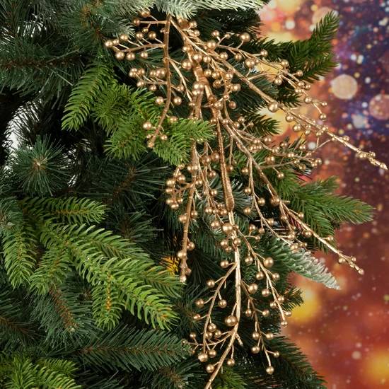 Gałązka świąteczna ze złotymi kuleczkami - 22 x 56 cm - złoty