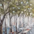 Obraz SEKWANA ręcznie malowany na płótnie pejzaż miejski - 80 x 80 cm - niebieski 2