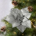Świąteczny kwiat dekoracyjny z welwetowej tkaniny z wytłaczanymi płatkami i cekinami - 20 x 20 cm - srebrny 1