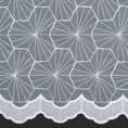 Tkanina firanowa matowa mikrosiateczka z geometrycznym haftem na całej powierzchni - 290 cm - biały 4