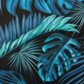 Zasłona welwetowa LAGUNA z nadrukiem egzotycznych liści - 140 x 250 cm - niebieski 7