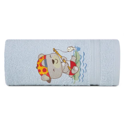 Ręcznik kąpielowy dziecięcy 50x90 cm bawełniany kolor niebieski z haftem misi 450 g/m2 BABY 51 Ręcznik kąpielowy dziecięcy 50x90 cm bawełniany kolor niebieski z haftem misi 450 g/m2 BABY 51 - 50 x 90 cm