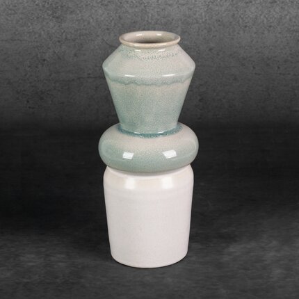 Wazon ceramiczny LIANA w stylu boho z efektem ombre ∅ 14 x 31 cm kremowy,miętowy
