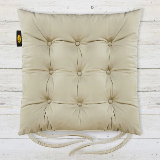 Dwustronna welwetowa poduszka siedziskowa na krzesło z dziewięcioma pikowaniami, gramatura 260 g/m2 - 40 x 40 x 6 cm - jasnobrązowy
