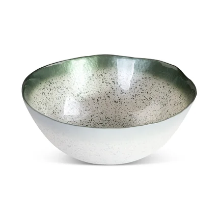 TERRA COLLECTION Misa MONTENEGRO ze szkła artystycznego z marmurowym wzorem i zielonym obrzeżem TERRA COLLECTION Misa MONTENEGRO ze szkła artystycznego z marmurowym wzorem i zielonym obrzeżem - 22 x 23 x 9 cm