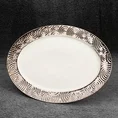 Patera z ceramiki dekoracyjnej ALTEA ze srebrnymi wytłoczeniami - 25 x 34 x 3 cm - srebrny 1