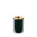 Świecznik ceramiczny AMORA 2 o lśniącej powierzchni ze złotym detalem - ∅ 8 x 10 cm - zielony 2