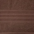Ręcznik bawełniany ROSITA o ryżowej strukturze z żakardową bordiurą z geometrycznym wzorem, brązowy - 70 x 140 cm - brązowy 2