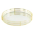 Okrągła taca dekoracyjna PATI 2 z lustrzanym blatem i metalowym obrzeżem w stylu art deco, złota - ∅ 30 x 5 cm - złoty 2