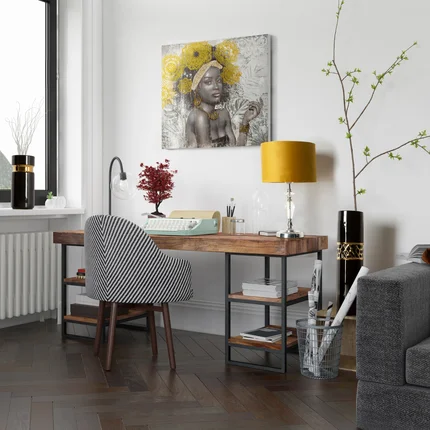Obraz ADELE kolaż na płótnie ze złotymi elementami Obraz ADELE kolaż na płótnie ze złotymi elementami - 80 x 80 cm