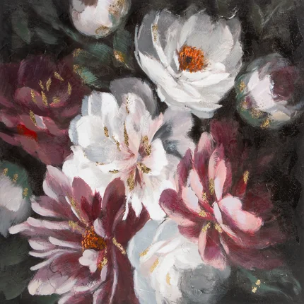 Obraz GARDEN ręcznie malowane na płótnie kwiaty Obraz GARDEN ręcznie malowane na płótnie kwiaty - 60 x 60 cm