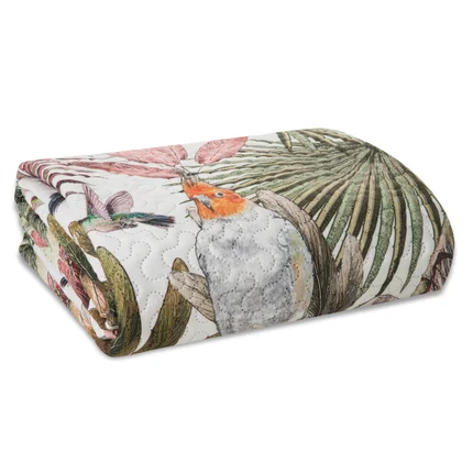 DESIGN 91 Narzuta PARROT z nadrukiem egzotycznych roślin i papug DESIGN 91 Narzuta PARROT z nadrukiem egzotycznych roślin i papug - 200 x 220 cm