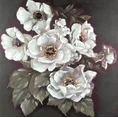 Obraz ROSES ręcznie malowany na płótnie z dzikimi różami podkreślony lśniącymi kryształkami - 80 x 80 cm - czarny 1