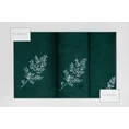 Komplet ręczników z haftem gałązek w kartonowym opakowaniu - 56 x 36 x 7 cm - butelkowy zielony 1