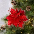 Świąteczny kwiat dekoracyjny z welwetowej tkaniny z wytłaczanymi płatkami - 21 x 20 cm - czerwony 1