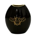Wazon ceramiczny z nadrukiem złotej pszczoły - 18 x 9 x 20 cm - czarny 1